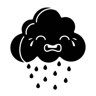doğal bulut hava kawaii vektör çizim ağlıyor siluet
