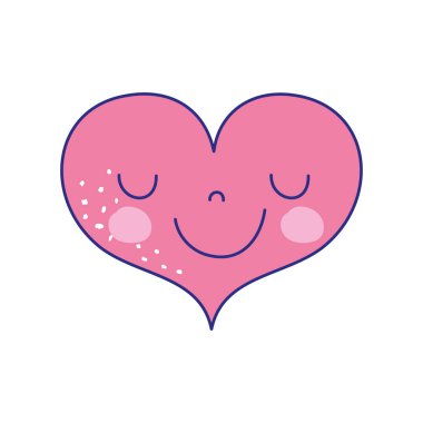 tam renkli sevimli mutlu kalp kawaii yüz ifadesi vektör çizim ile