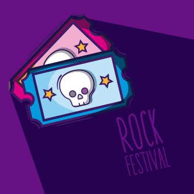 Rock festival biletleri karikatür vektör çizim grafik tasarım