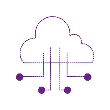 şekli bulut veri bağlantısı sunucu vektör çizim için devreleri ile noktalı