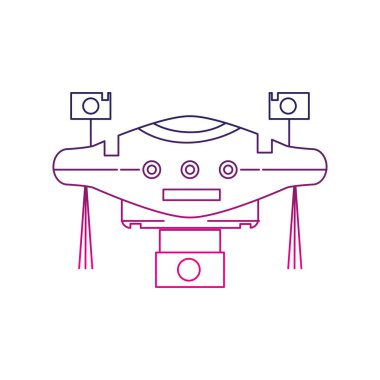 renkli teknoloji dron pervane ve dijital kamera vektör çizim ile