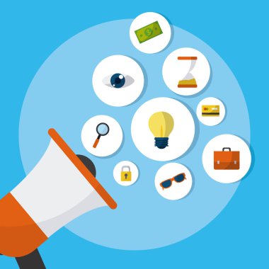 Medya teknoloji araçları ile pazarlama illüstrasyon grafik tasarım vektör