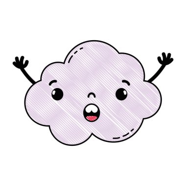 sürpriz ve sevimli bulut kawaii hava silah vektör çizim ile rendelenmiş