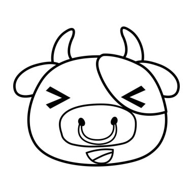 satır neşeli inek baş vahşi hayvan vektör çizim