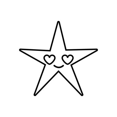 aşk kawaii karikatür vektör çizim satırı parlak yıldız
