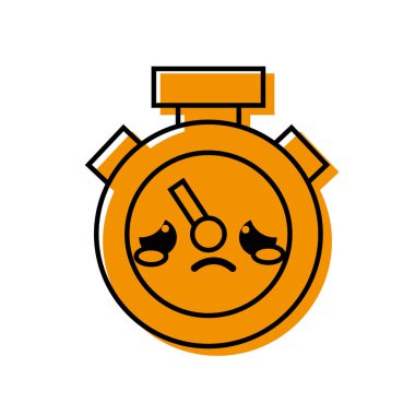 renk üzgün ve sevimli Chronometre nesne kawaii vektör çizim
