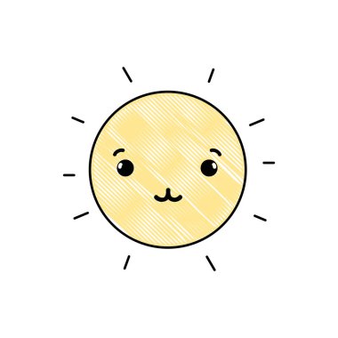 rendelenmiş ihale ve sevimli güneş kawaii hava vektör çizim