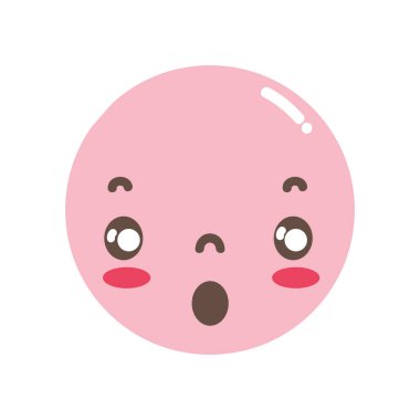 tam renkli kawaii baş sevimli korkmuş yüz vektör çizim ile