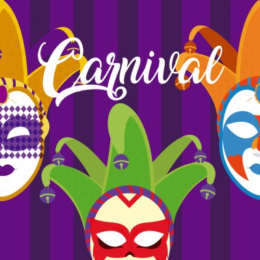 Karnaval maskesi ve confeti vektör çizim grafik tasarım ile