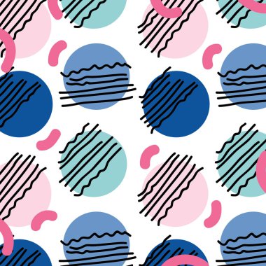 Daire soyut grafik memphis tarzı arka plan vektör çizim ile
