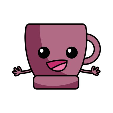 renkli mutlu kahve Kupası kawaii silah vektör çizim ile