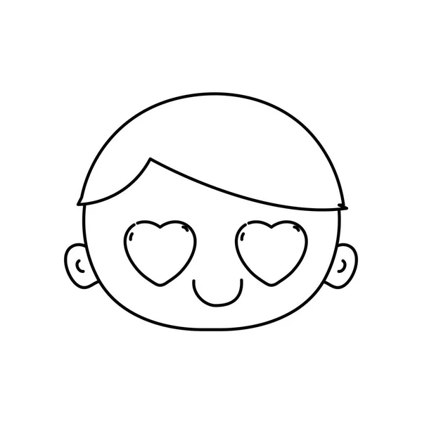 Лінія Голова Хлопчик Закоханий Волосся Векторні Ілюстрації — стоковий вектор