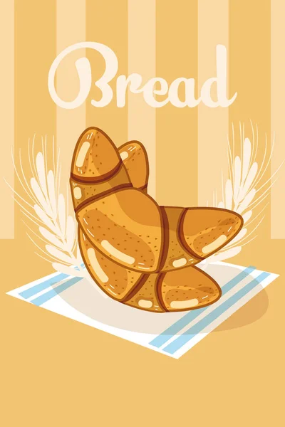 Köstliche Brote Auf Tischdecken Vektor Illustration Grafik Design — Stockvektor