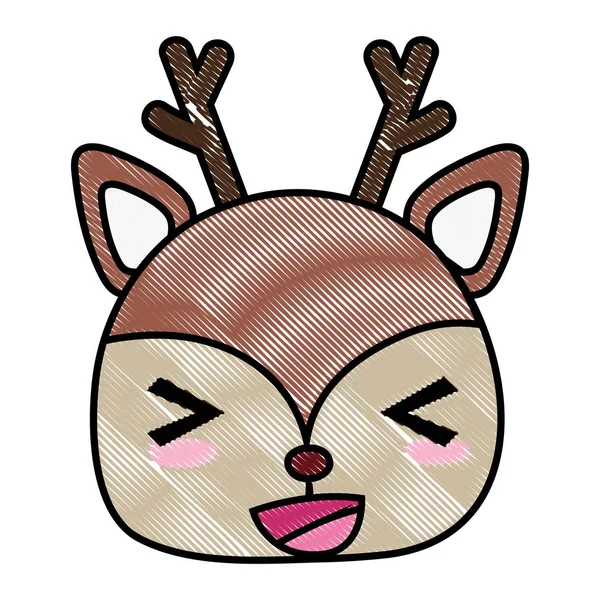 Grated Cheerful Deer Head Wild Animal Vector Illustration — Stock Vector