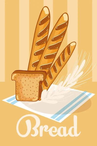 Köstliche Brote Auf Tischdecken Vektor Illustration Grafik Design — Stockvektor