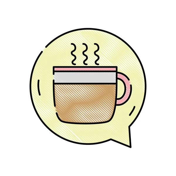 Taza Café Caliente Rallado Dentro Chat Burbuja Vector Ilustración — Vector de stock