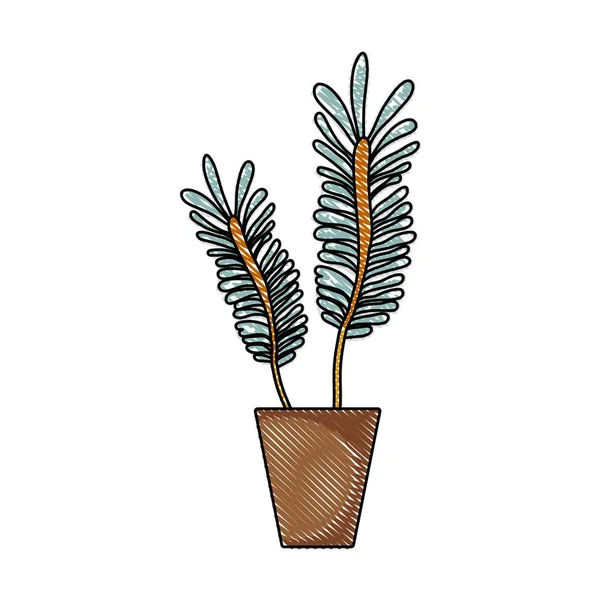 Plantes Naturelles Râpées Intérieur Pot Avec Des Feuilles Illustration Vectorielle — Image vectorielle