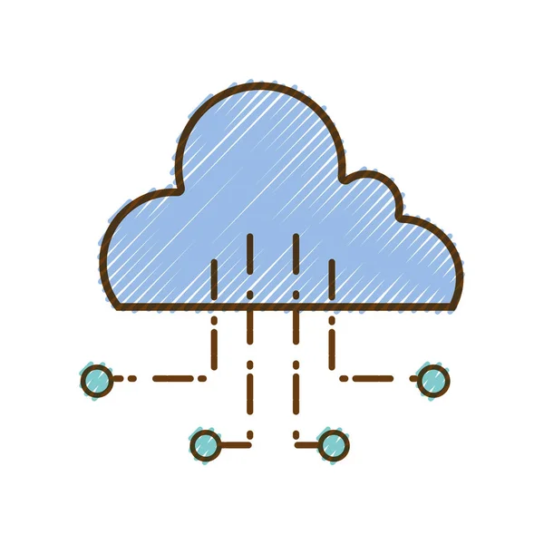 grated cloud data with circuits to connection server vector illustration