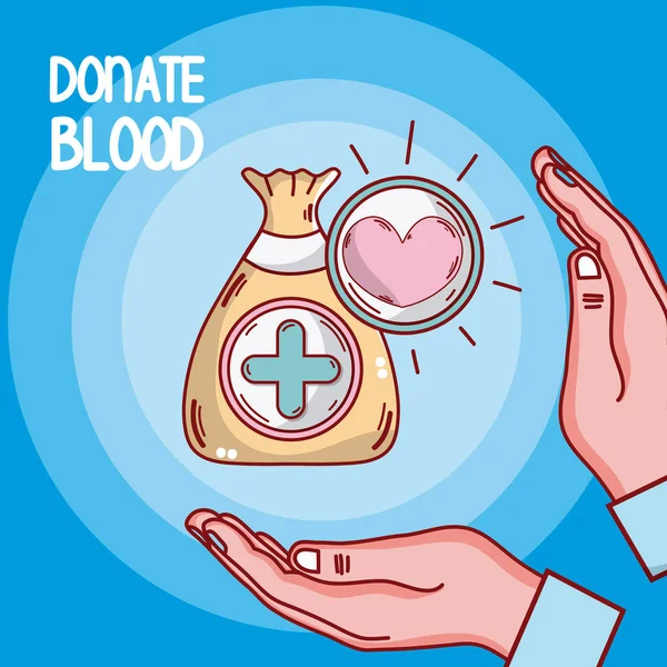 Donasi Tangan Darah Dan Tas Medis Vektor Gambar Desain - Stok Vektor