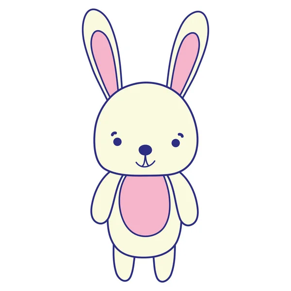 Pleine Couleur Mignon Heureux Lapin Animal Sauvage Vecteur Illustration — Image vectorielle