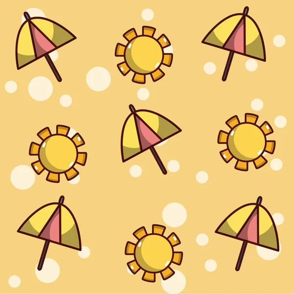 Sonnenschirme Und Sonnenvektor Illustration Grafikdesign — Stockvektor