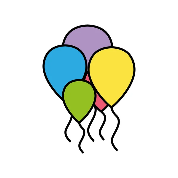 Luftballons Objekte Dekoration Feier Design Vektor Illustration — Stockvektor