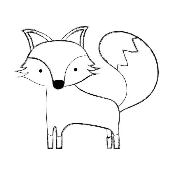 Grunge Dzikie Zwierzę Ładny Fox Ilustracji Wektorowych Lasu — Wektor stockowy
