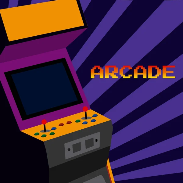 Arcade Ρετρό Videgame Πάνω Από Ριγέ Φόντο Εικονογράφηση Διάνυσμα Γραφικό — Διανυσματικό Αρχείο