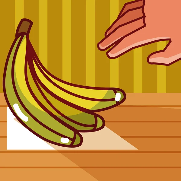 Banán Ízletes Ételek Rajzfilm Koncepció Vektoros Illusztráció Grafikai Tervezés — Stock Vector