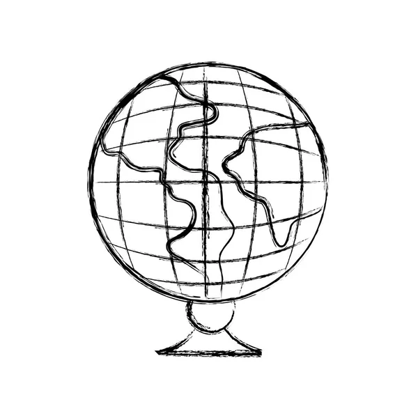 Figure Global Earth Planet Desk Design Study Decoration Vector Illustration — Stock Vector
