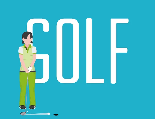 Mannelijke Golfspeler Met Club Kleurrijke Achtergrond Vector Illustratie Grafisch Ontwerp — Stockvector