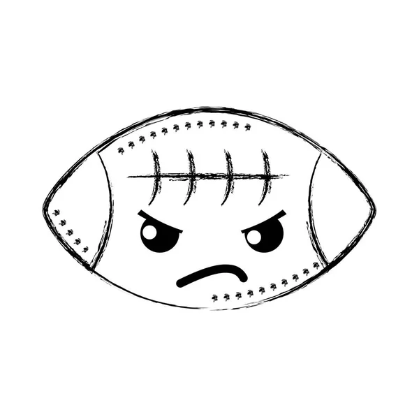 Figur Wütend Und Niedlich Amerikanischen Ball Kawaii Vektor Illustration — Stockvektor