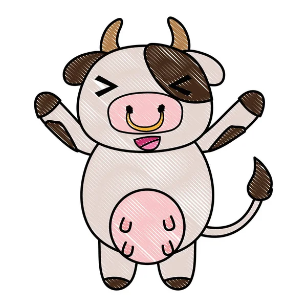 Illustration Vectorielle Animale Sauvage Vache Râpée Mignonne Joyeuse — Image vectorielle