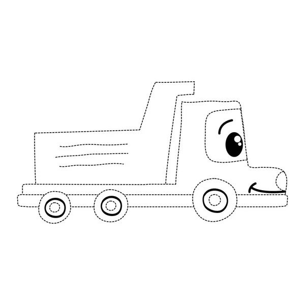 点線の形可愛い幸せ Drump トラック輸送ベクトル図 — ストックベクタ