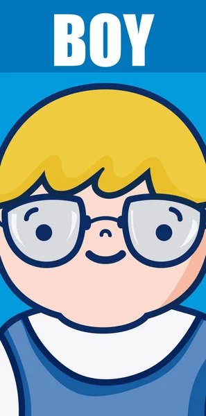Cute Boy Cartoon Profile Vector Illustration Graphic Design — Stock Vector