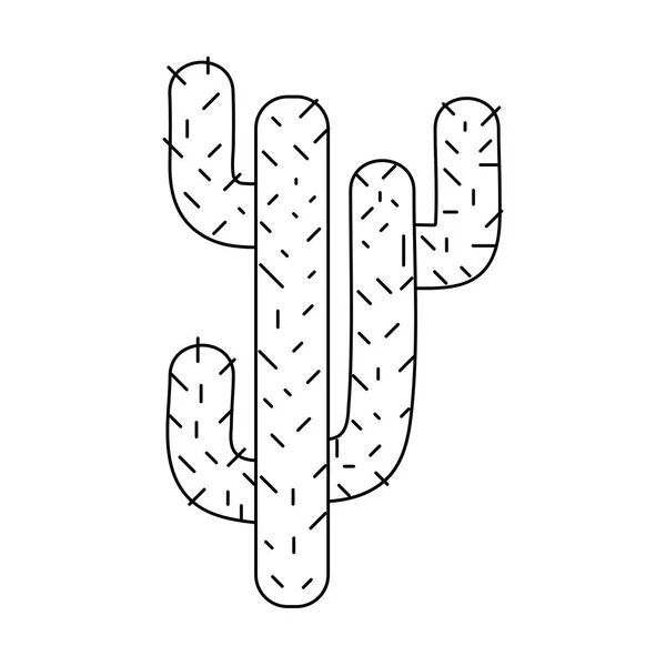 Ligne Naturel Cactus Été Plante Désert Vecteur Illustration — Image vectorielle