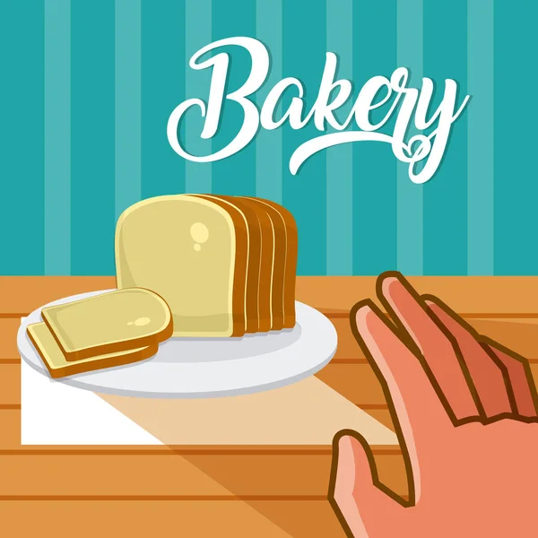 Hand Grabbing Bakery Products Dish Vector Illustration Graphic Design — Stock Vector