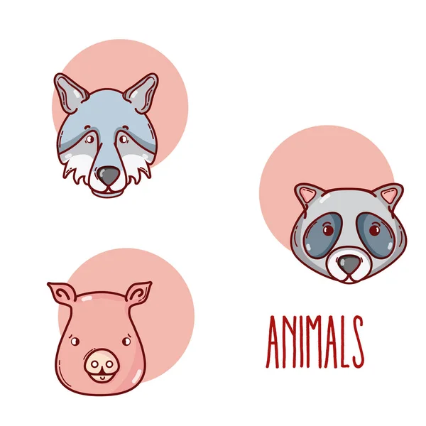 Cute Zwierząt Bajki Okrągły Projekt Graficzny Ilustracja Wektora Symboli — Wektor stockowy