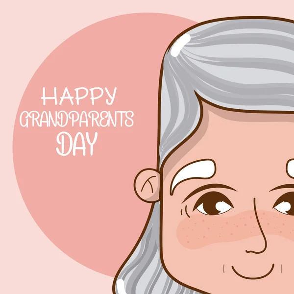 Gelukkig Grootouders Dag Kaart Met Oma Cartoon Vector Illustratie Grafisch — Stockvector