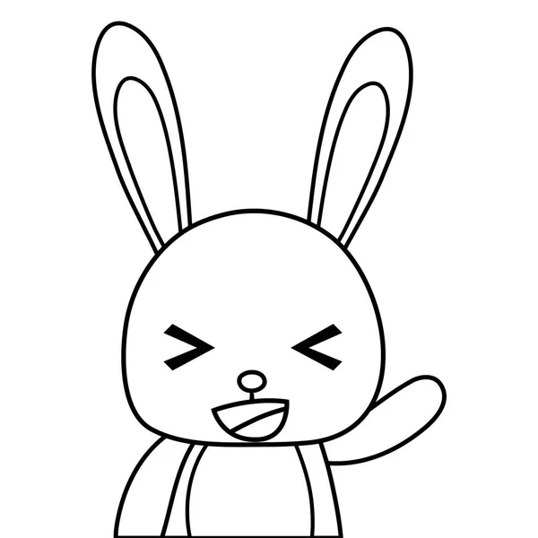 Лінія Чарівний Веселий Кролик Дика Тварина Векторні Ілюстрації — стоковий вектор