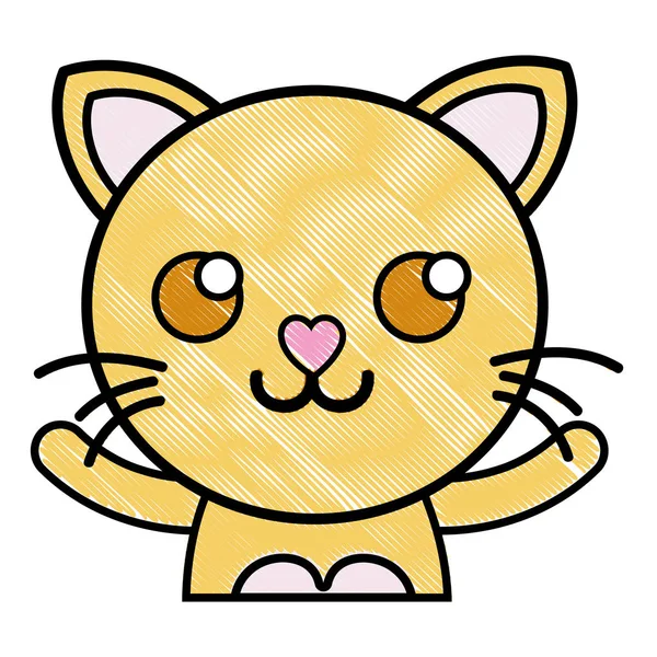 Gato Sonrisa Rallada Adorable Animal Felino Vector Ilustración — Vector de stock