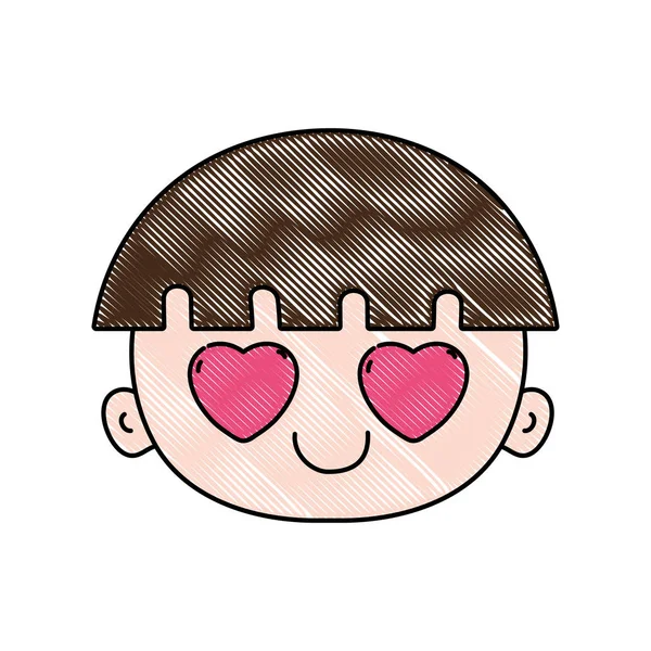 Τριμμένο Πρόσωπο Αγόρι Στην Αγάπη Εικονογράφηση Διάνυσμα Μαλλιά — Διανυσματικό Αρχείο
