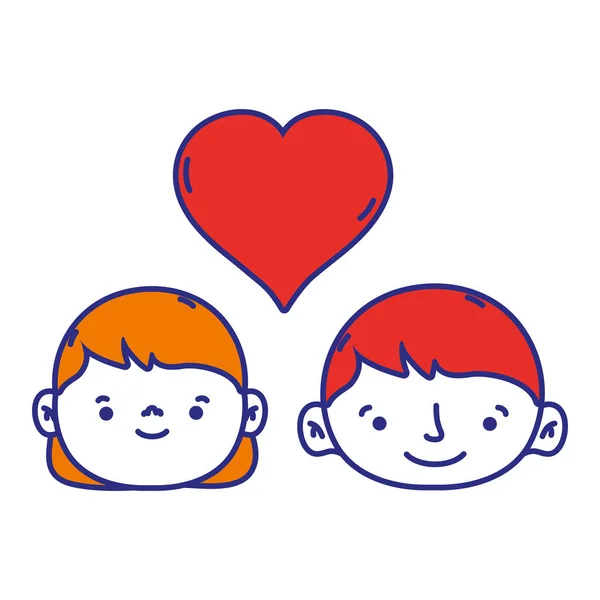 Cabeza Pareja Junto Con Corazón Símbolo Amor Vector Ilustración — Vector de stock