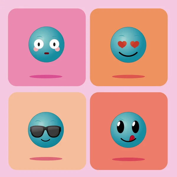 Conjunto Emojis Cuadrados Iconos Colección Vector Ilustración Diseño Gráfico — Vector de stock