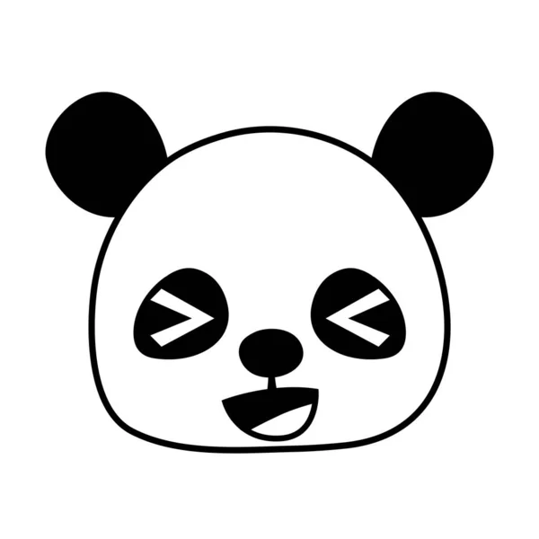 Silhouette Allegro Panda Testa Selvaggio Animale Vettore Illustrazione — Vettoriale Stock