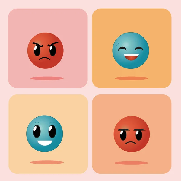 Conjunto Emojis Cuadrados Iconos Colección Vector Ilustración Diseño Gráfico — Vector de stock