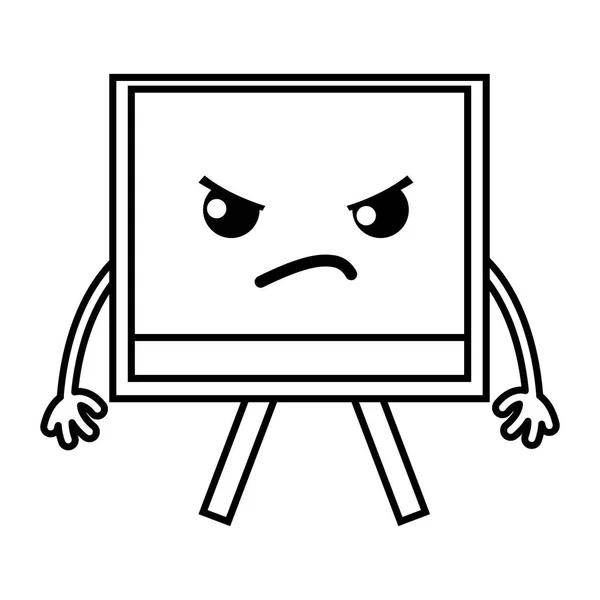 Line Angry Cute Board Object Kawaii Vector Illustration — Stock Vector