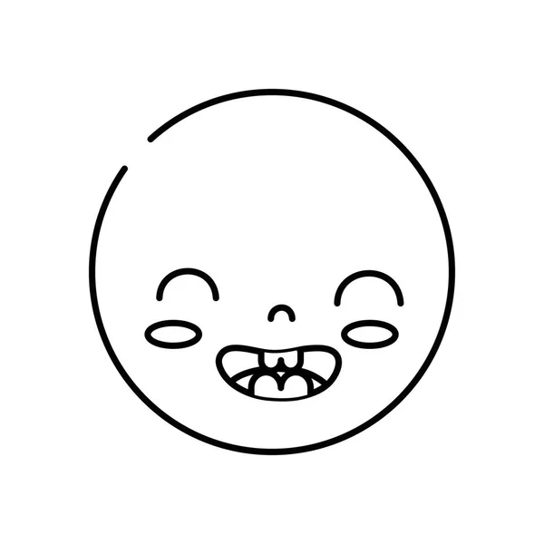 Line Kawaii Head Cute Smile Face Vector Illustration — Stock Vector