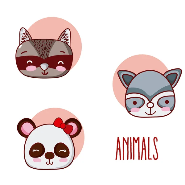 Conjunto Animales Lindos Dibujos Animados Colección Vector Ilustración Diseño Gráfico — Archivo Imágenes Vectoriales