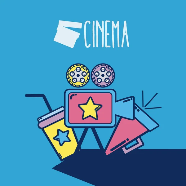 Cinema Karikatyrerna Element Film Söta Tecknade Begreppet Vektor Illustration Grafisk — Stock vektor